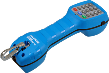 Close-up of CT1900BL volume control and talk/ring/monitor modes, line-powered tool with water-resistant casing for field use