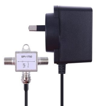 Side angle of Kingray PSK18F compact plug pack, 18W output with 5-2400 MHz RF injector for booster powering