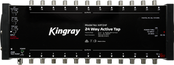 Kingray KAT24F 24-way active tap in sturdy housing with F-Type ports, gain controls for FTA/satellite TV distribution