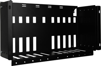 Close-up of reversible side support brackets on Kingray KR110 rack, showing wall-mount and 19-inch rack compatibility