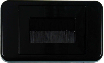 Digitek black flat media style wallplate with black bristle brushes, 53.00mm x 30mm aperture for cable pass-through