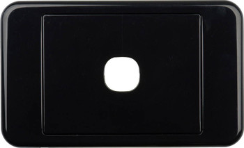 Front view of Digitek 1 gang wallplate black, no mechanism