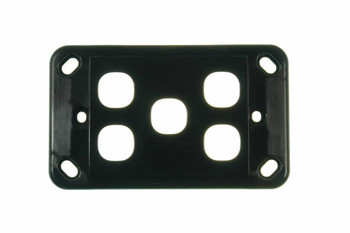 Front view of Digitek 5 gang wallplate black, no mechanism without front cover