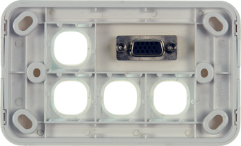 Rear view of Digitek VGA female to VGA female 4-gang wallplate