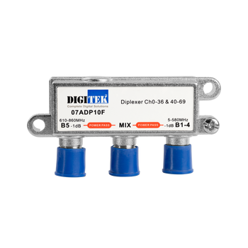 Compact Metal Digitek Ch0-36 & 40-69 low insertion loss diplexer
