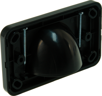 Rear view of Single brush Digitek media pass-through plate in reverse bullnose style for smart home