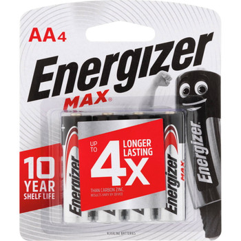 Energizer Max E91BP4TN AA battery 4 pack front packaging