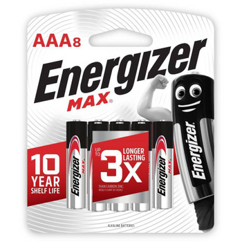 Energizer Max E92BP8TN AAA Battery 8 Pack front view