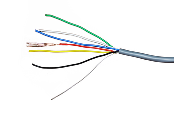 Flexible Digitek 14 strand bare copper grey security cable uncoiled from display box