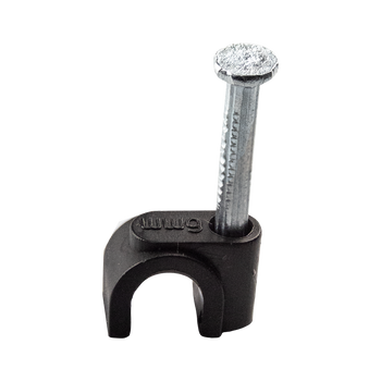 Black 6mm cable clips for masonry and timber surfaces