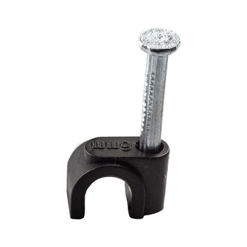 Black 6mm cable clips for masonry and timber surfaces