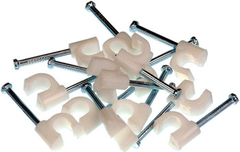 Pack of 100 Digitek white cable clips for 6mm masonry cable management