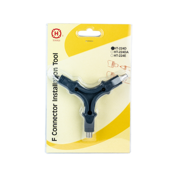 Hanglong Tools HT-224D RG59/RG6 F connector flaring and insertion tool in packaging