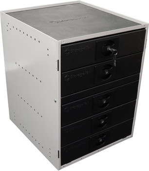 Compact StorageTek cabinet 5 small drawers