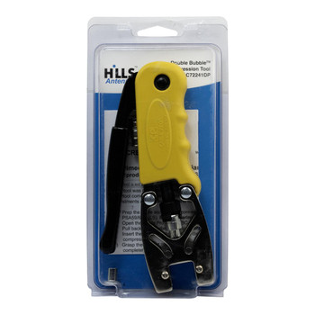 Yellow-grip Double Bubble compression tool for RG59 RG6 coax cables