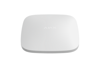 Ajax ReX 2 white radio repeater featuring dual Ethernet/radio channels and 38-hour battery for large-area security