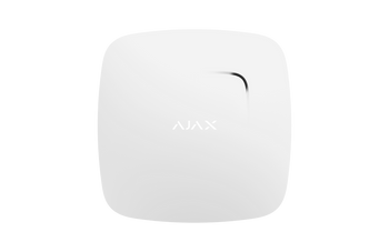 White Ajax FireProtect 2.0 wireless smoke and temperature detector with 85dB siren for instant fire alerts.