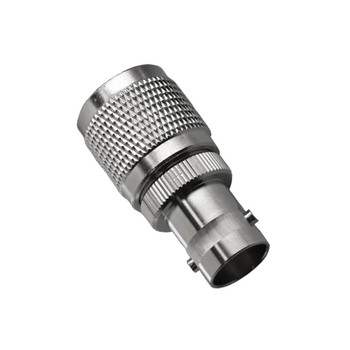 Side view of the durable Hills Antenna TNC to BNC adaptor with low VSWR specs, ideal for 50 Ohm TV or radio signal extensions