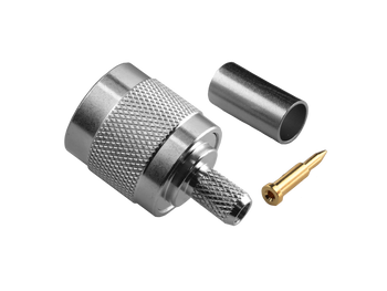 Side view of the durable Hills  Antenna TNC connector with low VSWR specs, designed for 50 Ohm LL195 or RG-58 Mini coax cable setups