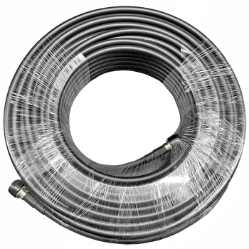 Full-view of the black UV-stabilised 50-metre LL400 coax cable with N-type male connectors, great for epic antenna or radio stretches
