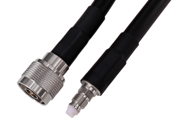 Close-up of Hills Antenna FME Female & N Male Connectors in LL400 Patch Lead