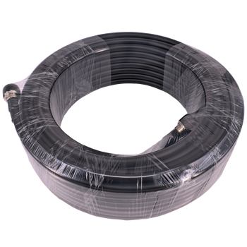 Full view of black UV-stabilised 20-metre LL400 coax cable with UHF male connectors, exalting the 10.29mm jacket for legendary long-haul antenna conquests