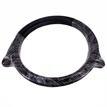 Overall view of black UV-stabilised 2-metre LL400 coax cable with dual UHF male connectors, showcasing thick 10.29mm jacket for durable antenna extensions