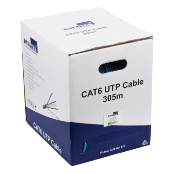 DATATEK CAT6 UTP Cable 305m blue box side view with pull-out design