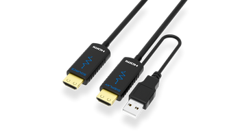 Precision48 HDMI cable showing gold-plated locking connectors