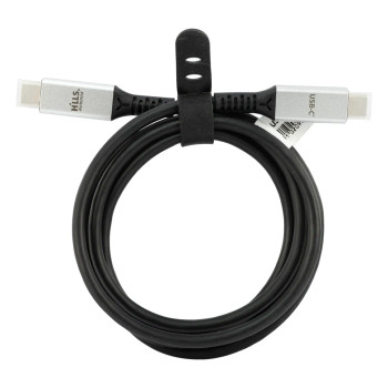 Hills Antenna 1.5m black USB-C to USB-C cable coiled for fast charging and data transfer
