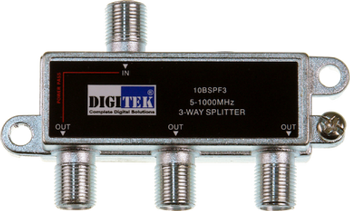 Digitek 3 Way 5-1000MHz F Type Splitter - 1 Leg Power Pass