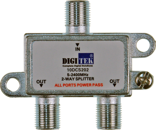 Digitek 2 Way 5-2400MHZ F Type Splitter - All Leg Power Pass