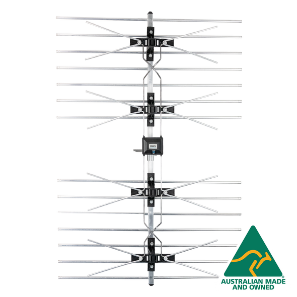 Hills Antenna Tru-Max FB608601-4G antenna front view with Boomlock elements and 4G filter