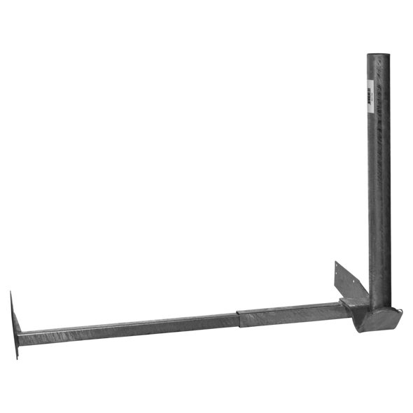 Side view of Hills Antenna FB607238A 65cm N4 gutter mount showing 900mm long reach