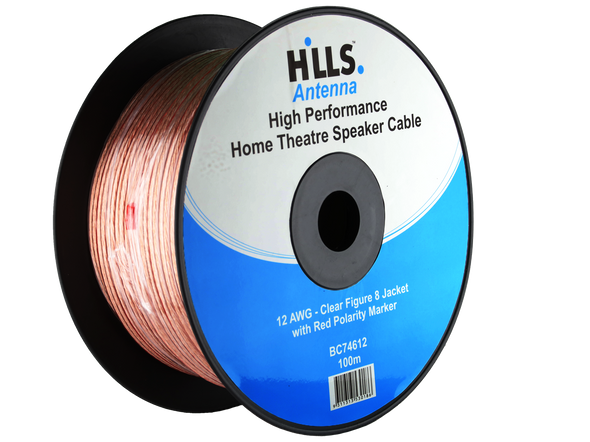 Hills Antenna BC74612 high-performance speaker cable reel front angle view