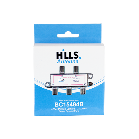 Genuine packaging box of Hills Antenna 4-Way Passive Splitter