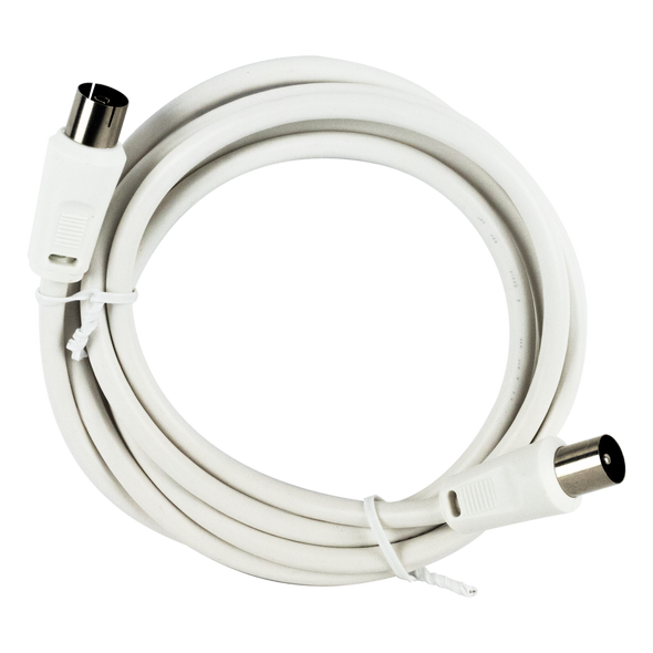 Close-up of Hills Antenna Pal Male to Pal Female Flylead 1.5 metre in white colour