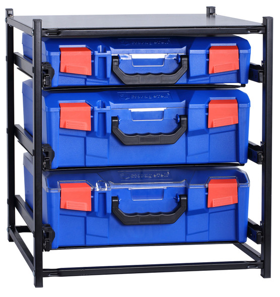 2 Large Drawer Frame + 1 Small Drawer Assembled c/w PC Lid Cases- Blue Blue Cases