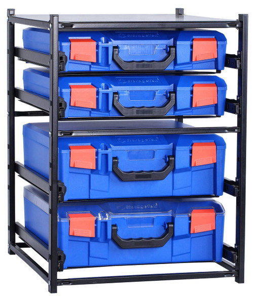 2 Large Drawer Frame + 2 Small Drawer Assembled c/w PC Lid Cases- Blue Blue Cases