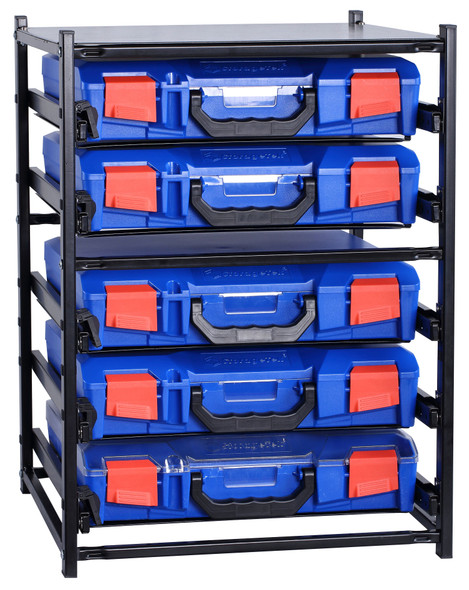 5 Small Drawer Frame Assembled c/w 5 Small PC Lid Cases- Blue