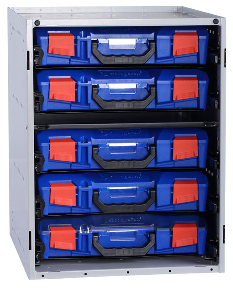 Cabinet c/w 5 Small PC Lid Cases - Blue