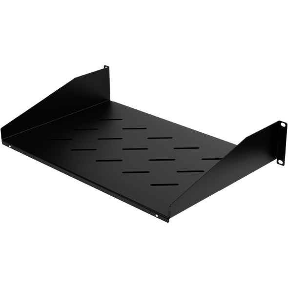 Datatek 2U 300mm deep cantilever shelf in black for 19-inch data cabinets