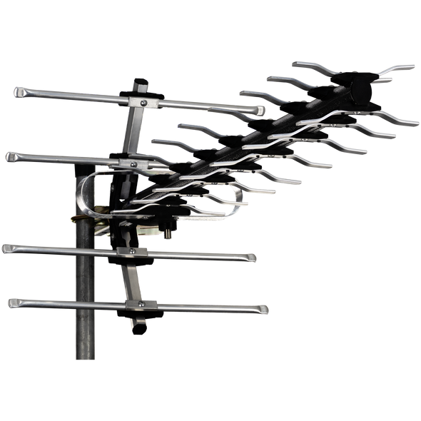 LTE Series 01BUWX18L 18-element premium Yagi UHF antenna in charcoal hammertone for outer metropolitan reception LTE Series 01BUWX18L 18-element premium Yagi UHF antenna in charcoal hammertone for outer metropolitan reception