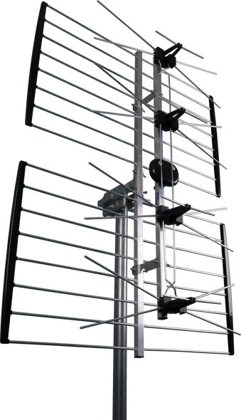 Digitek LTE Series 01CUPA2L outer fringe phased array UHF antenna in silver aluminum for digital TV