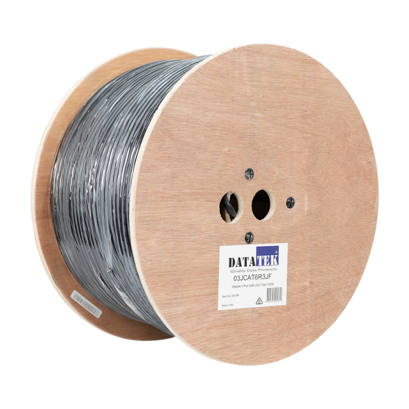 Datatek CAT6 4 Pair Jelly Filled Data Cable on 300m timber reel for underground use.