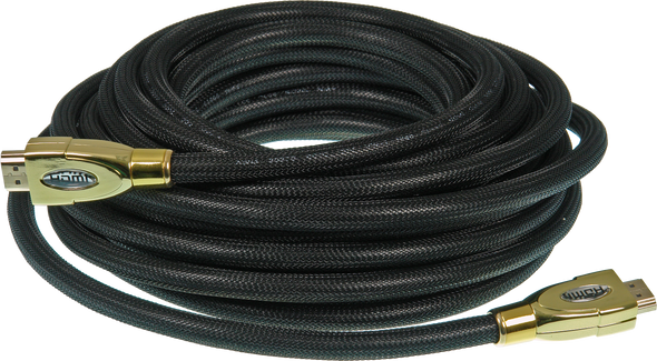 ProquipDigital 10M Premium HDMI Lead in black PVC with 24K gold-plated connectors, 18Gbps certified for 4K@60Hz HDR/3D audio/video ProquipDigital 10M Premium HDMI Lead in black PVC with 24K gold-plated connectors, 18Gbps certified for 4K@60Hz HDR/3D audio/video