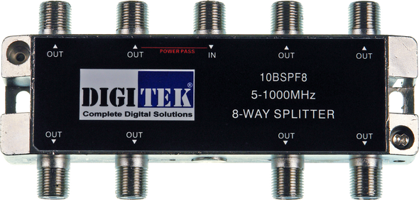 Digitek 8 Way 5-1000MHz F Type Splitter - 1 Leg Power Pass