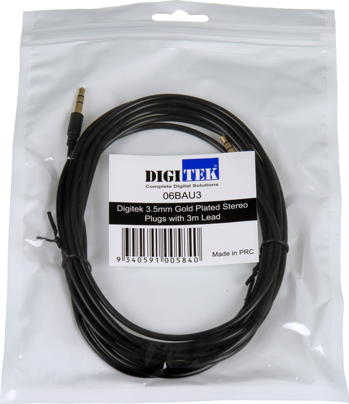 3m Digitek 3.5mm stereo audio lead in hang sell bag pack with label, multiple lengths with 1-year warranty 3m Digitek 3.5mm stereo audio lead in hang sell bag pack with label, multiple lengths with 1-year warranty