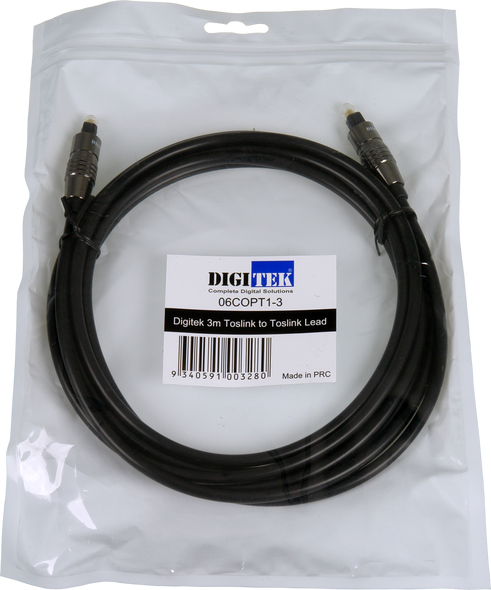 3m Digitek Toslink audio lead in hang sell bag pack with label with 1-year warranty 3m Digitek Toslink audio lead in hang sell bag pack with label with 1-year warranty