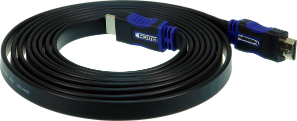 Hills Antenna 4K HDMI Premium Flat Cable in black 3.5mm x 13mm profile with gold-plated HDMI male connectors, 18Gbps for 3m length Hills Antenna 4K HDMI Premium Flat Cable in black 3.5mm x 13mm profile with gold-plated HDMI male connectors, 18Gbps for 3m length